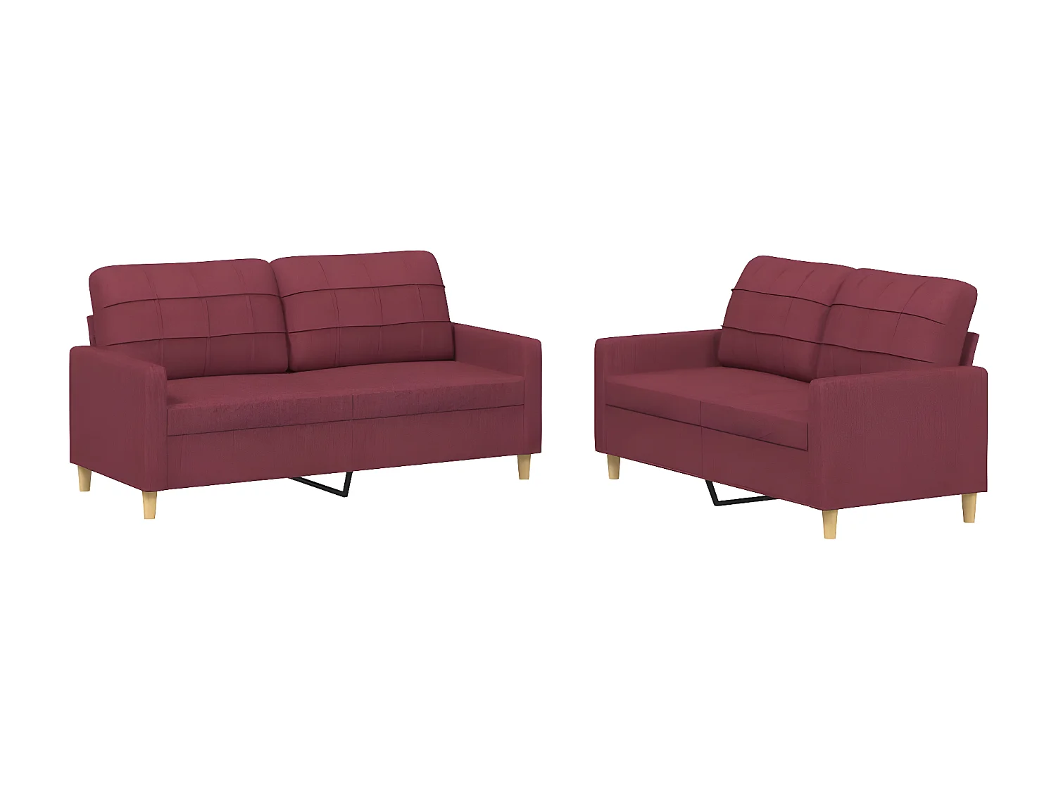 2-tlg. Sofagarnitur,Couchgarnitur mit Kissen Weinrot Stoff -gkd374770