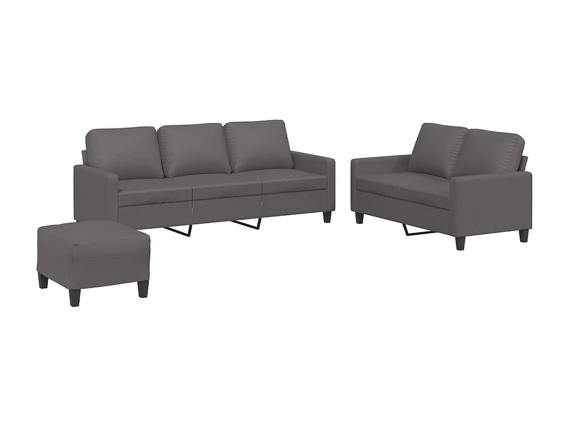Ensemble de canapés 3 pcs avec coussins Gris Similicuir OLA5629