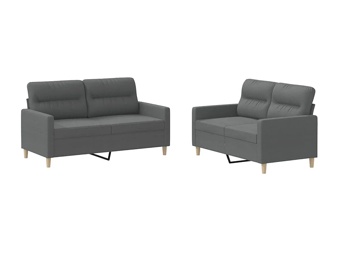 2-tlg. Sofagarnitur,Couchgarnitur mit Kissen Dunkelgrau Stoff -gkd647517