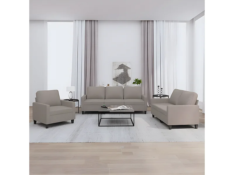 Ensemble de canapés 3 pcs avec coussins Taupe Tissu LODW18110