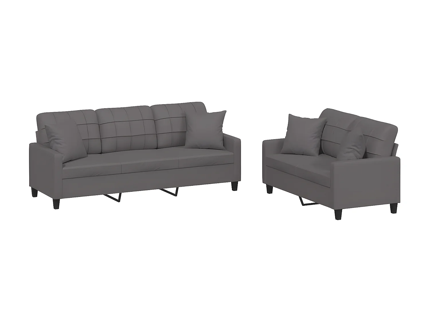 Ensemble de canapés 2 pcs avec coussins gris similicuir OLA1679