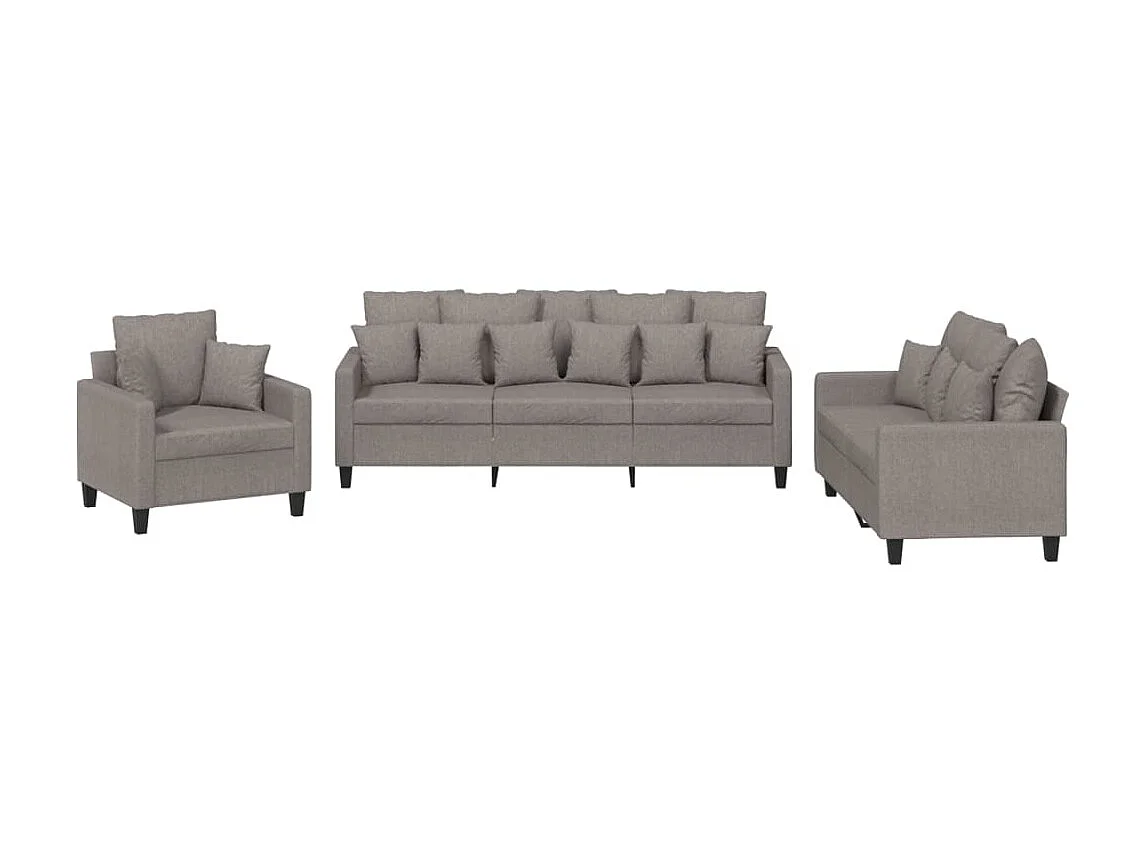 3 pcs conjunto de sofás com almofadas tecido cinza-acastanhado PT948688