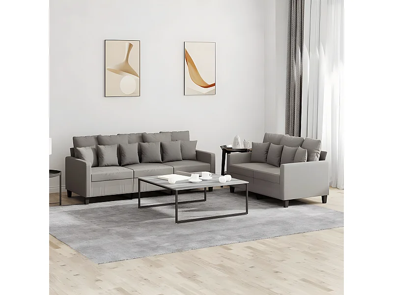 Ensemble de canapés 2 pcs avec coussins Taupe Tissu LODW70513