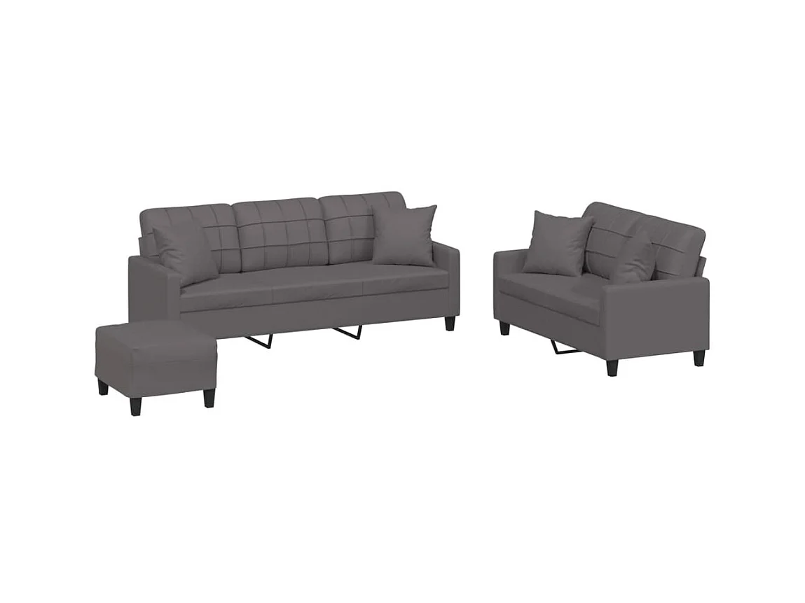 Ensemble de canapés 3 pcs avec coussins gris similicuir OLA5963