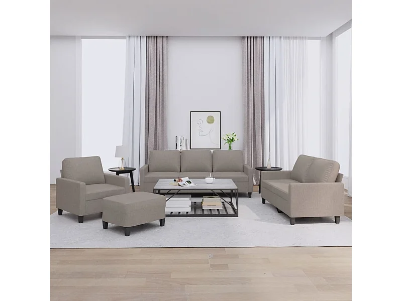 Ensemble de canapés 4 pcs avec coussins Taupe Tissu LODW15693