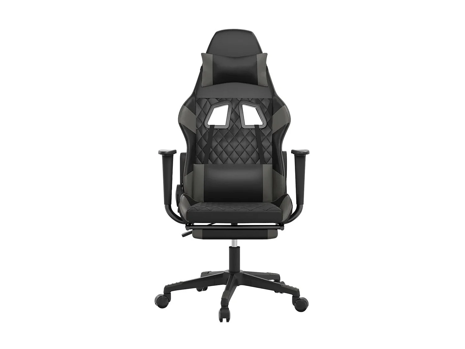 Massage gamestoel met voetensteun kunstleer zwart en grijs NL611331