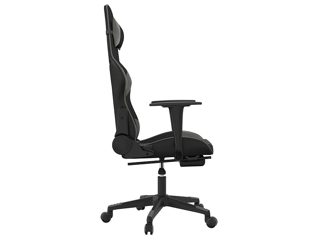 Massage gamestoel met voetensteun kunstleer zwart en grijs NL611331