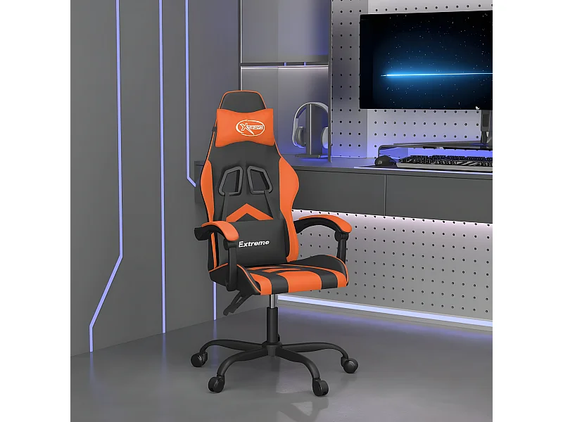Silla gaming cuero sintético negro y naranja ES28377