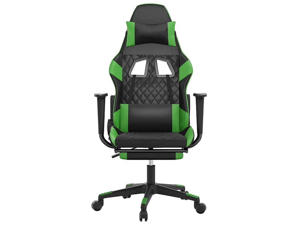 Gamestoel met voetensteun kunstleer zwart en groen NL492759