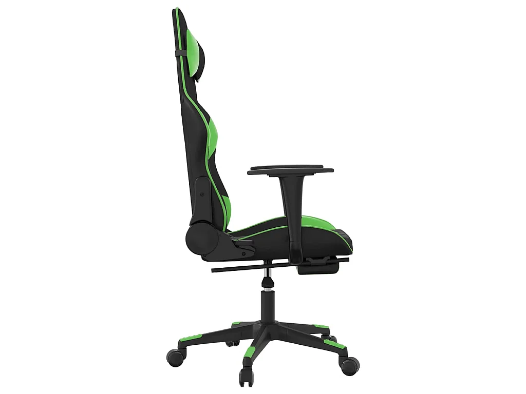 Gamestoel met voetensteun kunstleer zwart en groen NL492759
