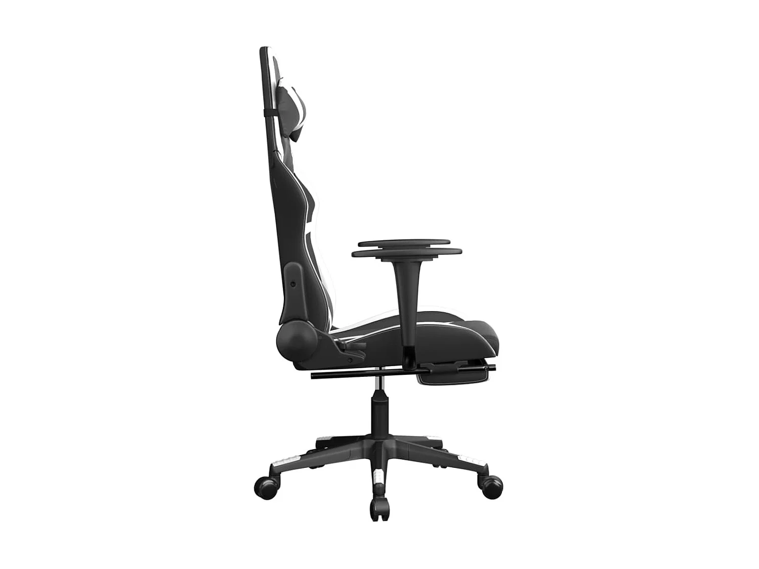 Gamestoel met voetensteun kunstleer zwart en wit NL912835