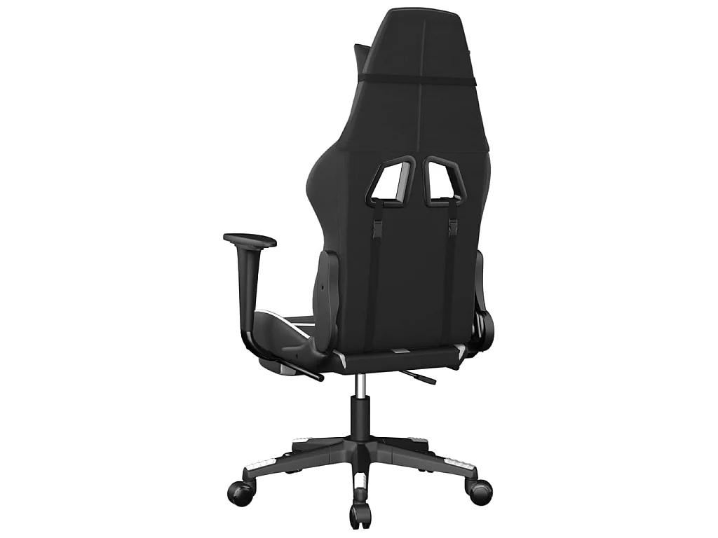 Gamestoel met voetensteun kunstleer zwart en wit NL912835