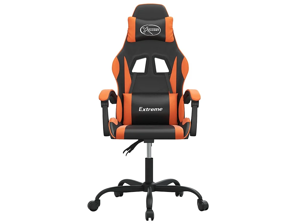 Cadeira gaming giratória couro artificial preto e laranja PT968736