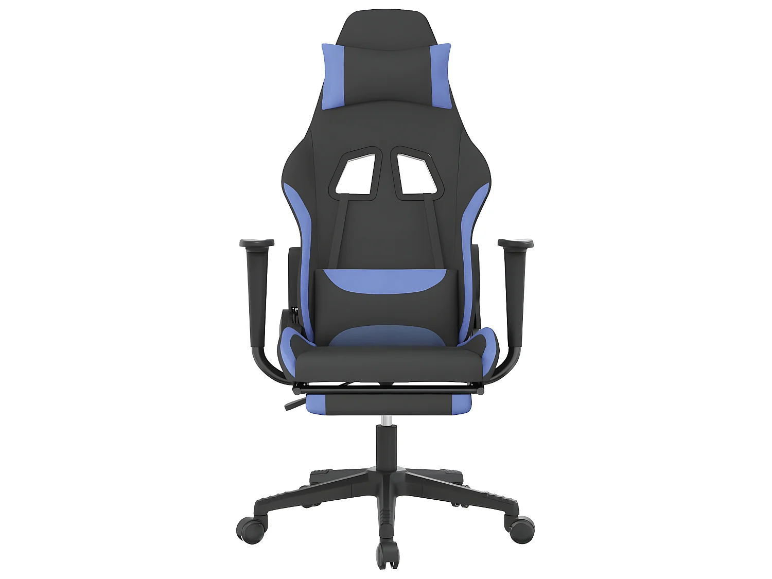 Chaise gaming avec repose-pied Noir et bleu Tissu SEF85084