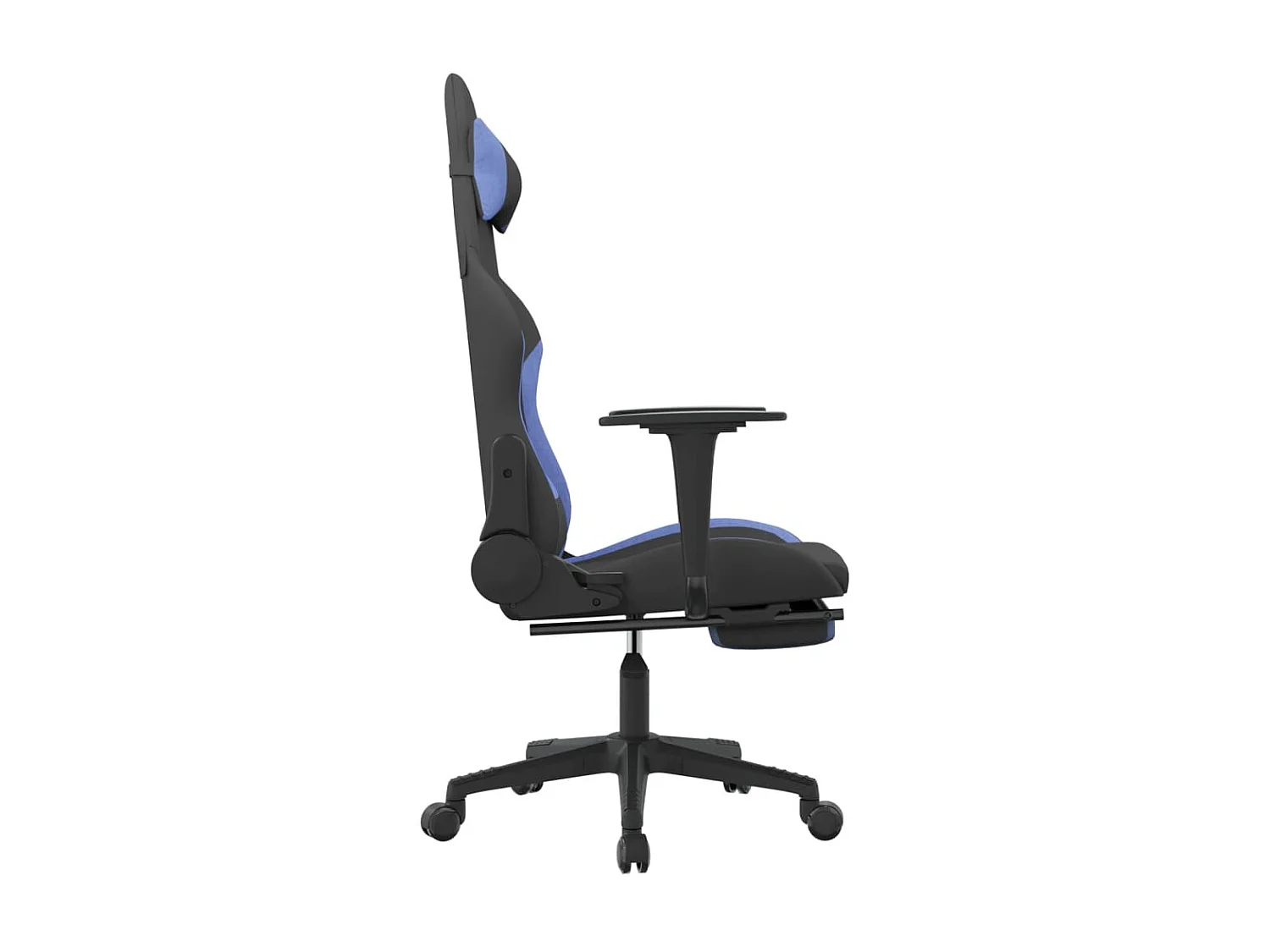 Chaise gaming avec repose-pied Noir et bleu Tissu SEF85084