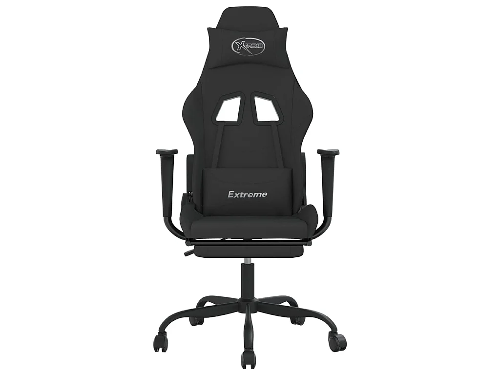 Massage gamestoel met voetensteun stof zwart NL300377