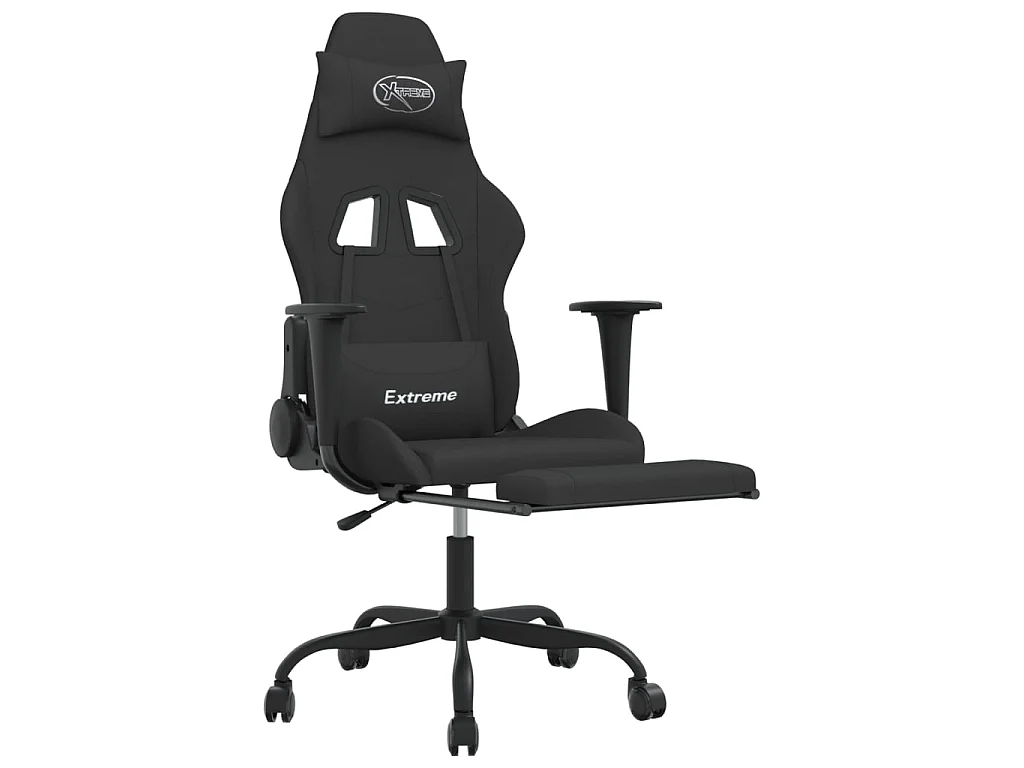 Massage gamestoel met voetensteun stof zwart NL300377