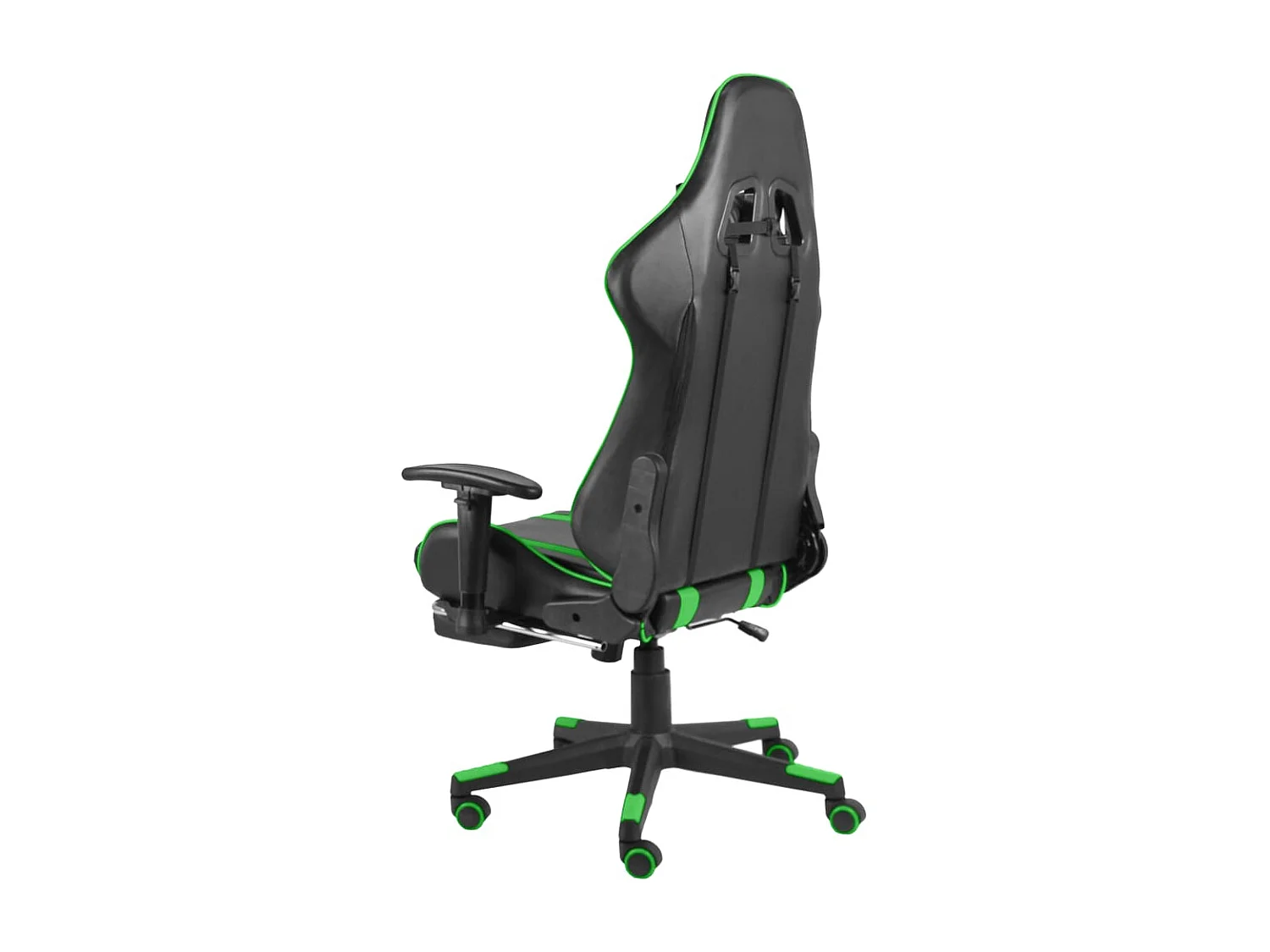 Silla gaming giratoria con reposapiés PVC verde ES88341