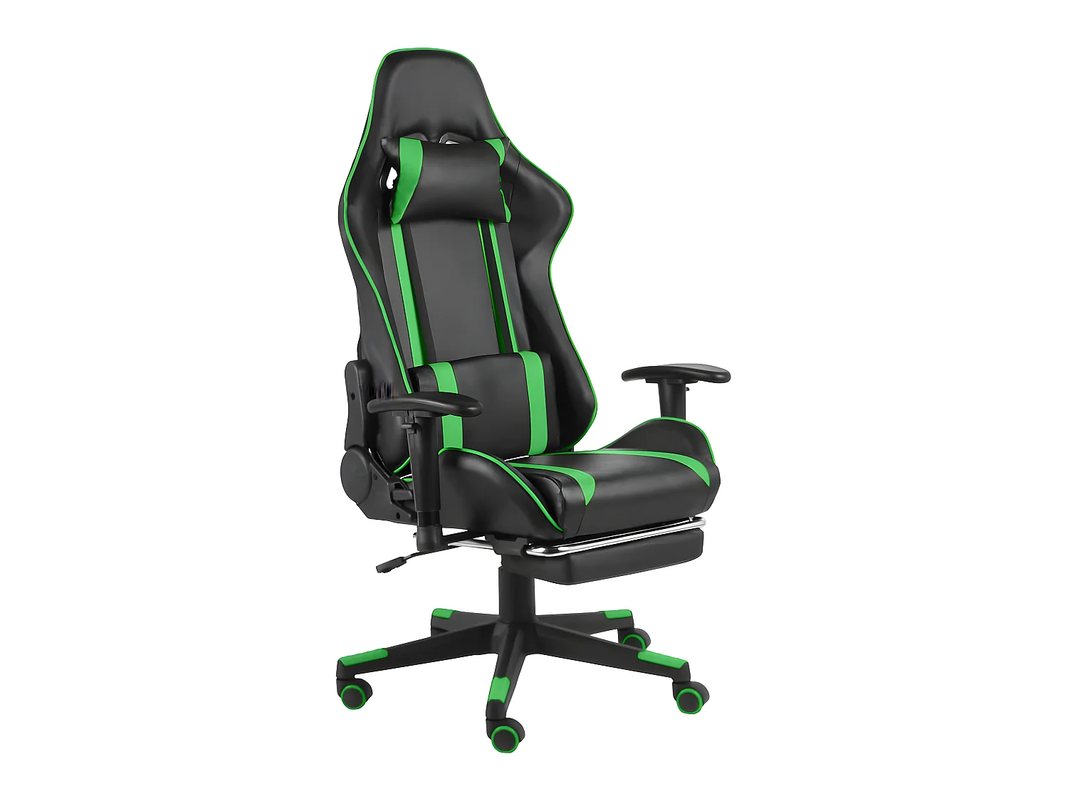 Chaise gaming avec repose-pied Vert PVC SEF97225