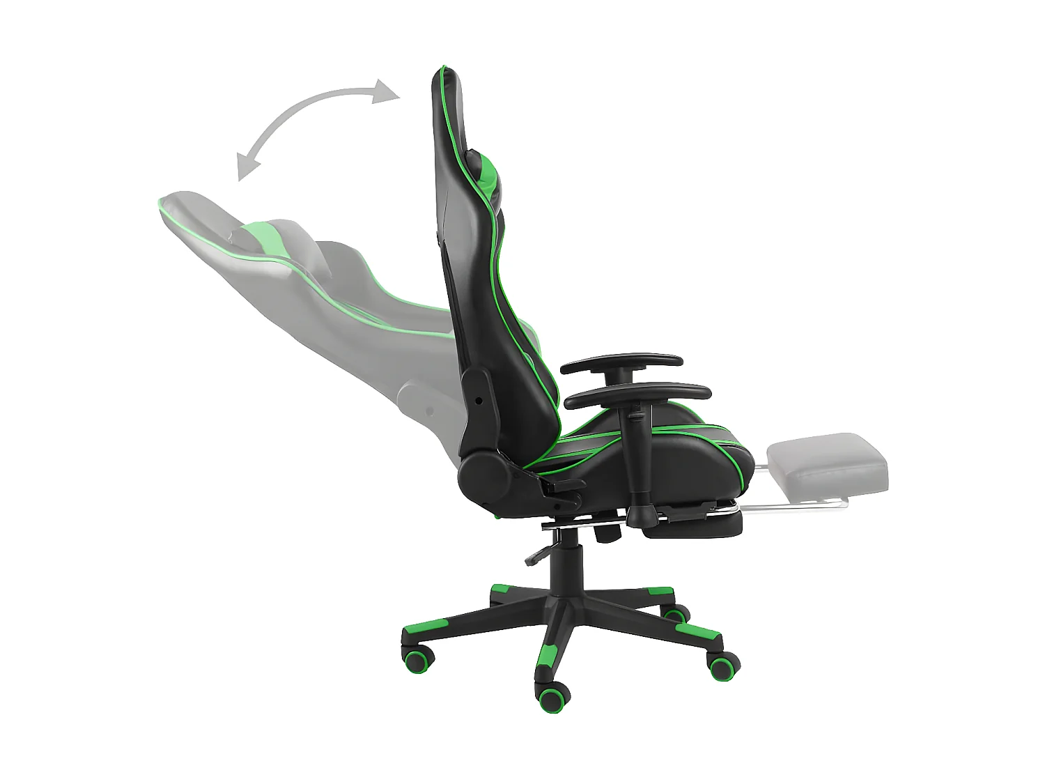 Chaise gaming avec repose-pied Vert PVC SEF97225