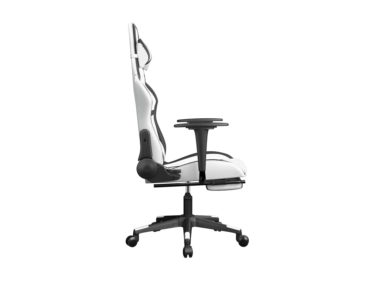 Chaise gaming avec repose-pied Blanc&Noir Similicuir SEF83103