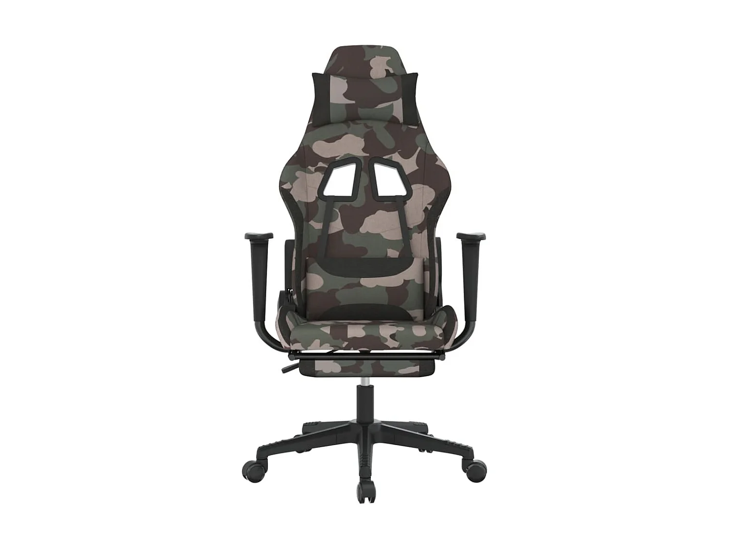 Silla gaming de masaje con reposapiés tela negro y camuflaje ES65889