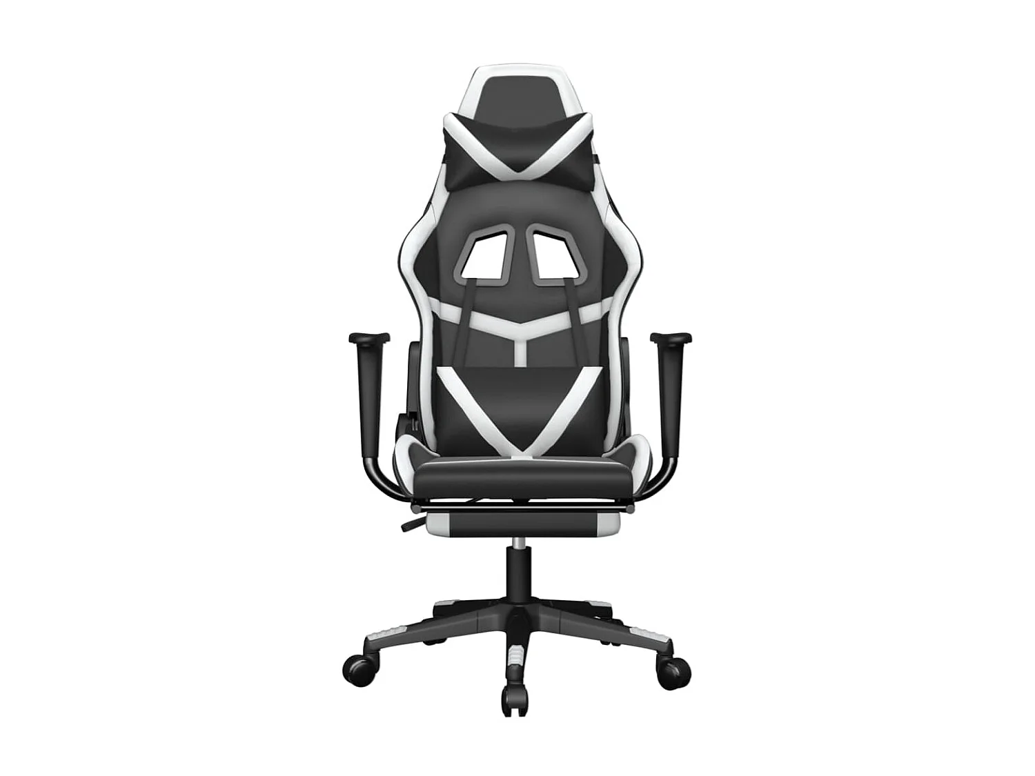 Chaise gaming avec repose-pied Noir&Blanc Similicuir SEF22004