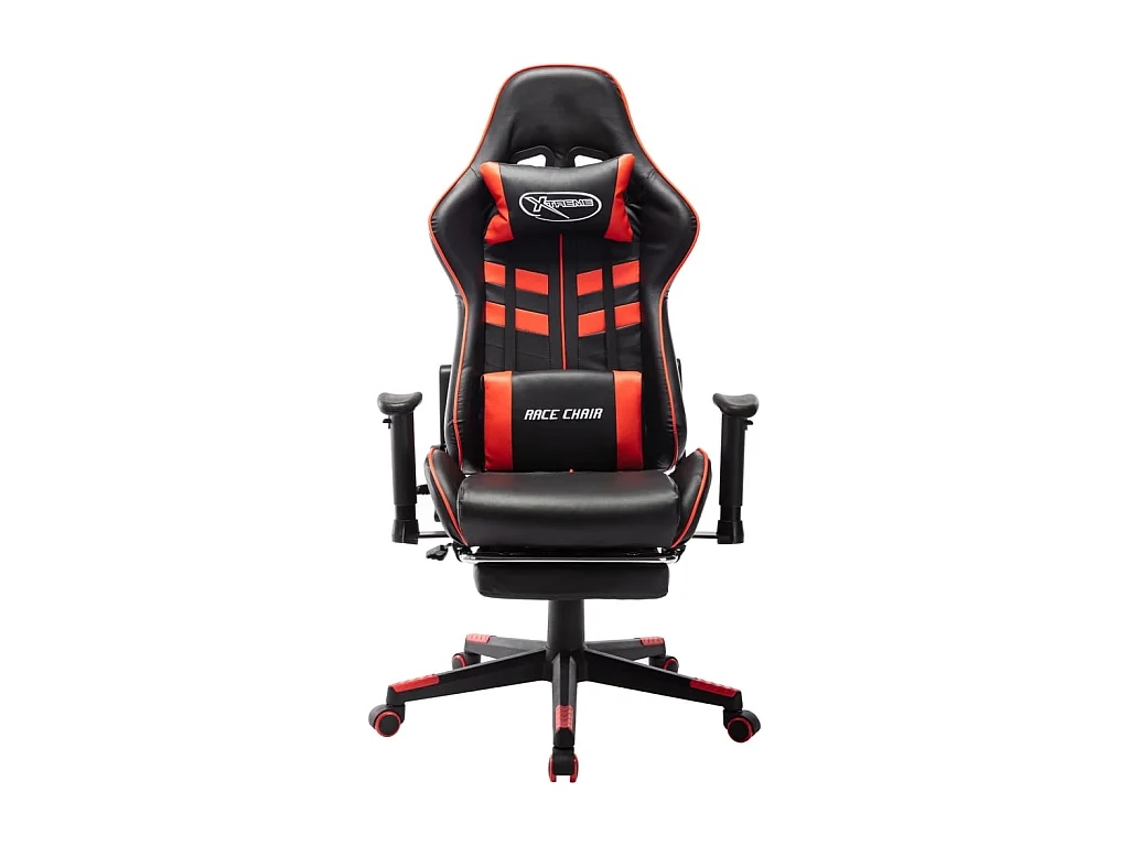 Chaise gaming avec repose-pied Noir et rouge Cuir artificiel SEF58084