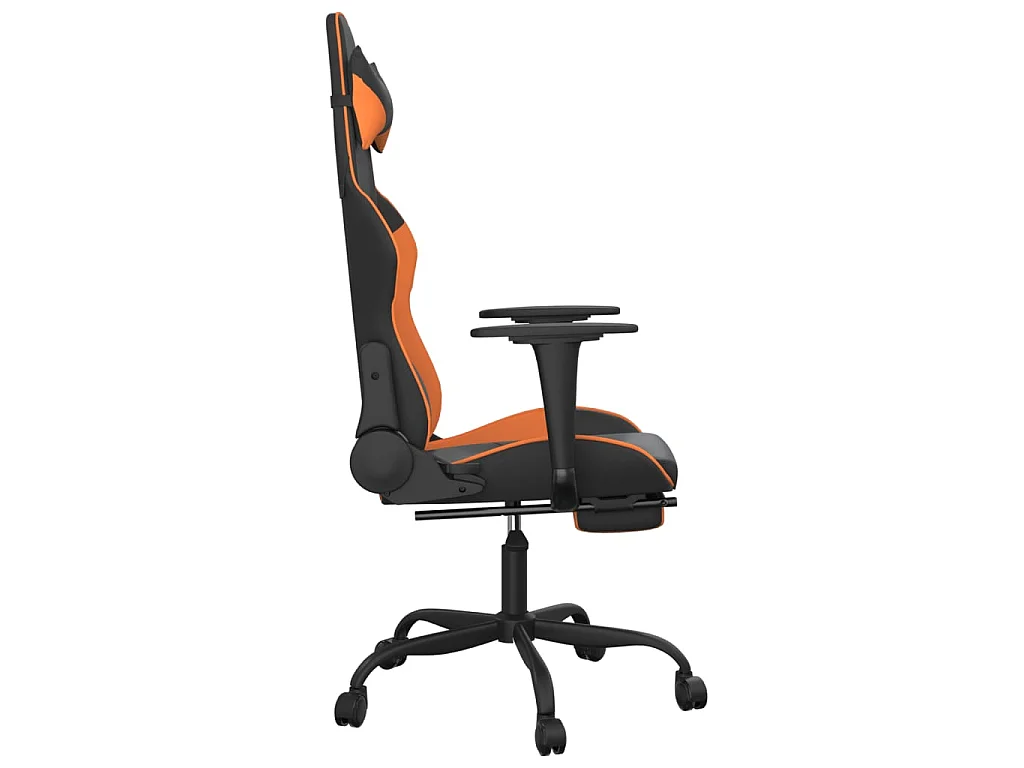 Chaise gaming avec repose-pied Noir et orange Similicuir SEF36601