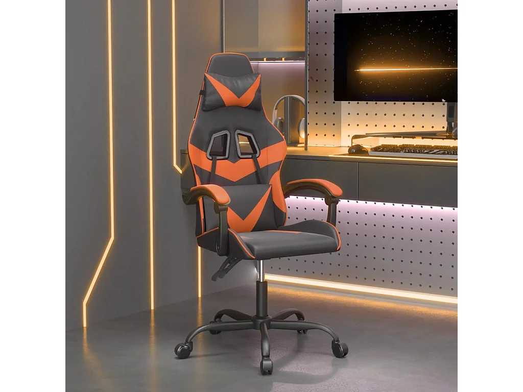 Chaise gaming Noir et orange Similicuir SEF42452