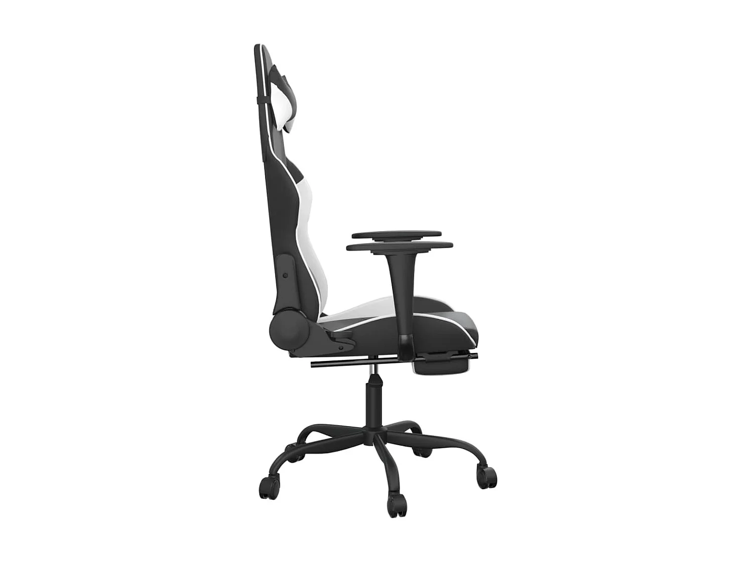 Chaise gaming avec repose-pied Noir&Blanc Similicuir SEF41837