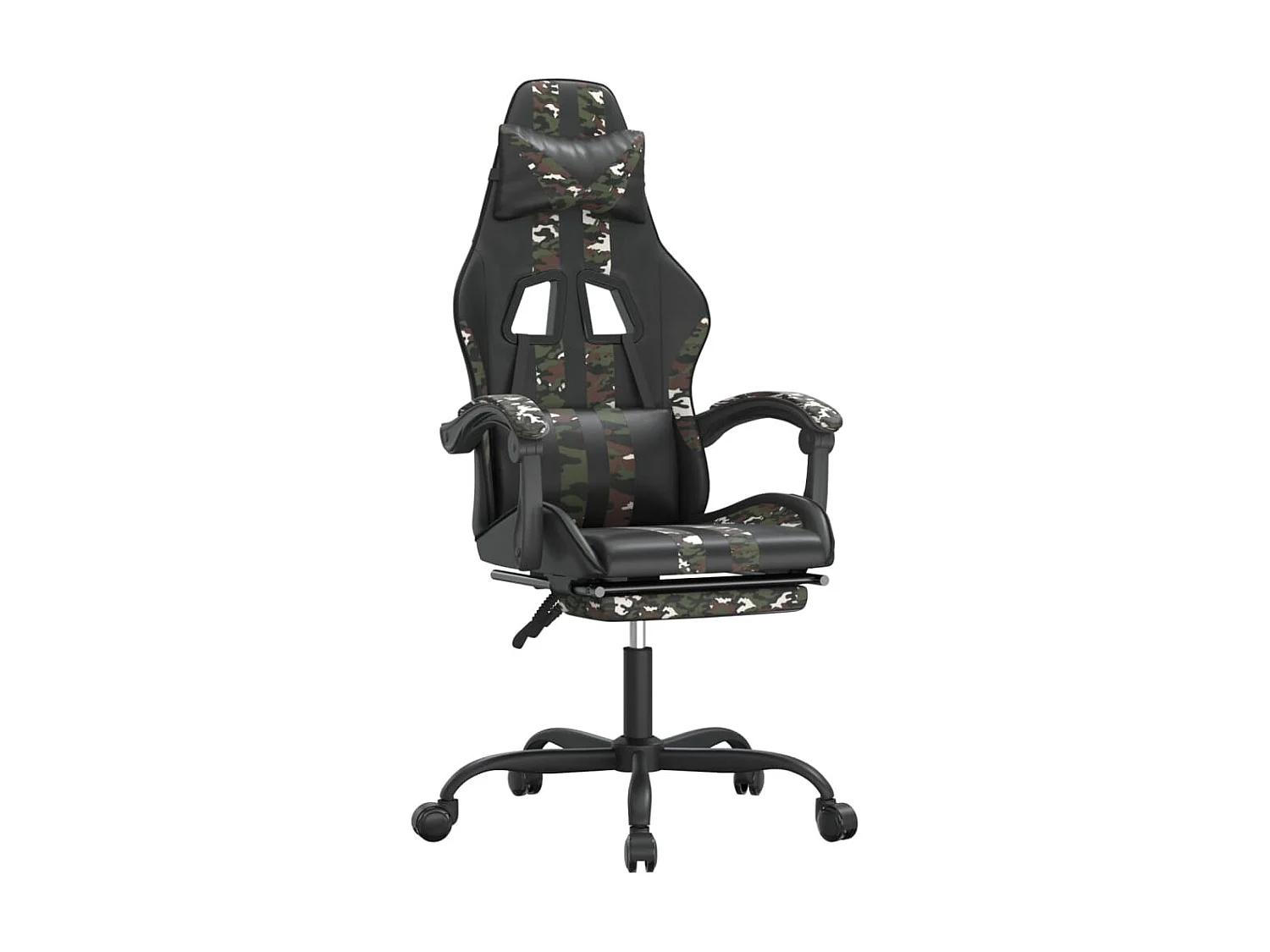 Silla gaming giratoria y reposapiés cuero sintético ES37542