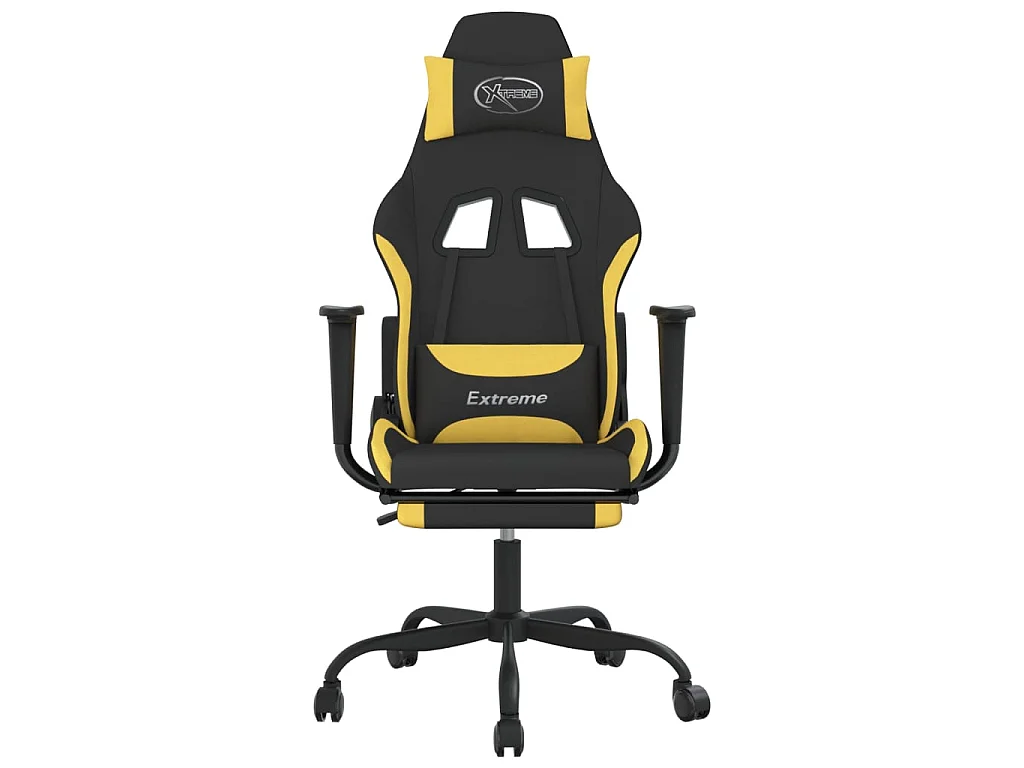 Chaise gaming avec repose-pied Noir et jaune Tissu SEF89738
