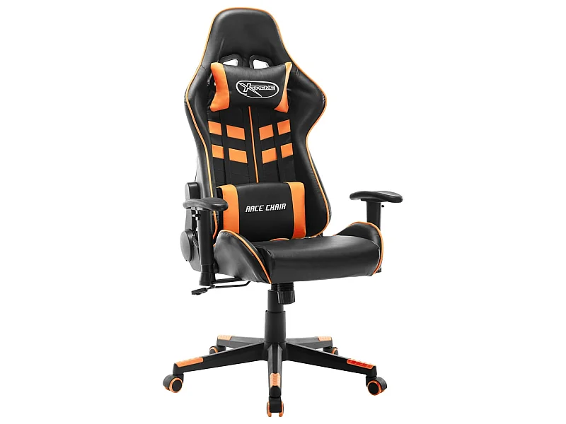 Silla de gaming de cuero sintético negro y naranja ES37507
