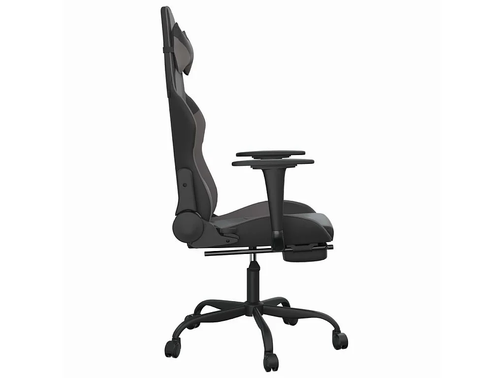Chaise gaming avec repose-pied Noir&Gris Similicuir SEF82146