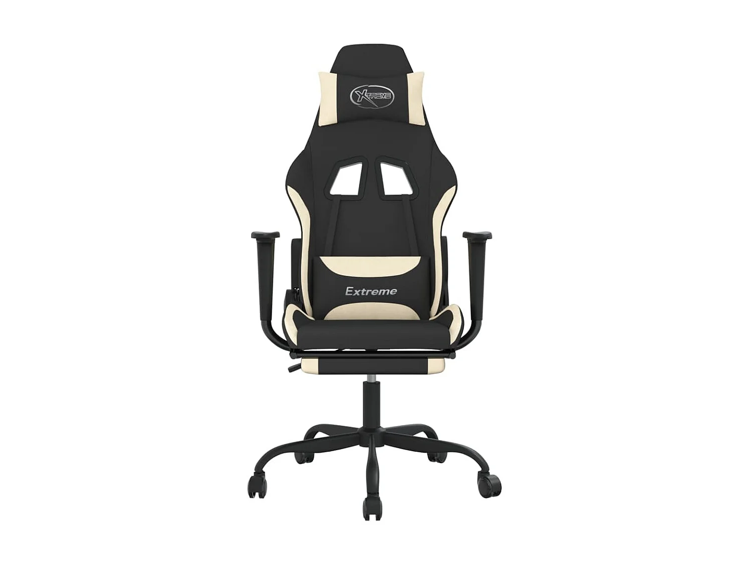 Gamestoel met voetensteun en massagefunctie stof zwart en rood NL294883