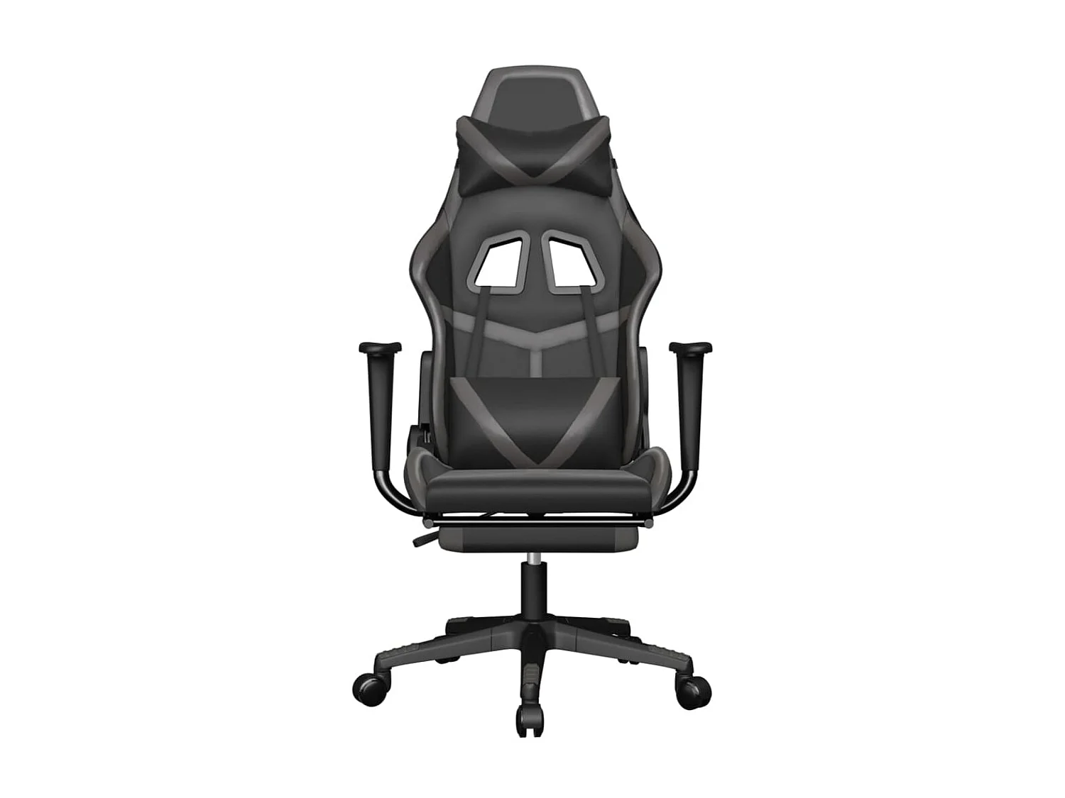 Chaise gaming avec repose-pied Noir et gris Similicuir SEF50843