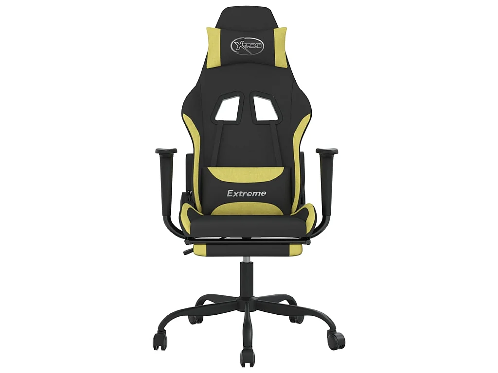 Chaise gaming avec repose-pied Noir et vert clair SEF79456