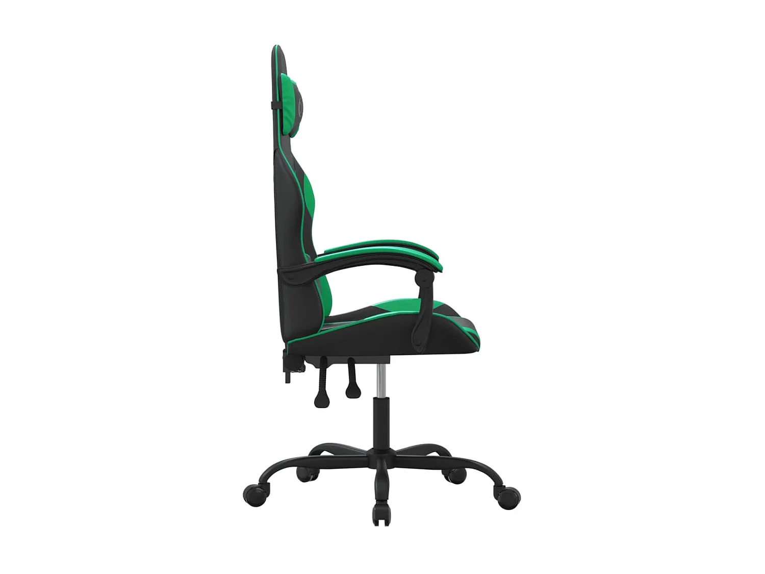 Cadeira gaming giratória couro artificial preto e verde PT649837