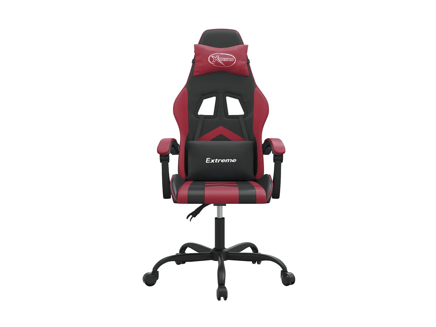 Cadeira gaming giratória couro artificial preto/vermelho tinto PT640765