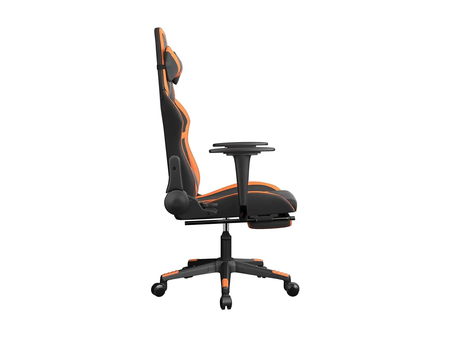 Chaise gaming avec repose-pied Noir et orange Similicuir SEF48480