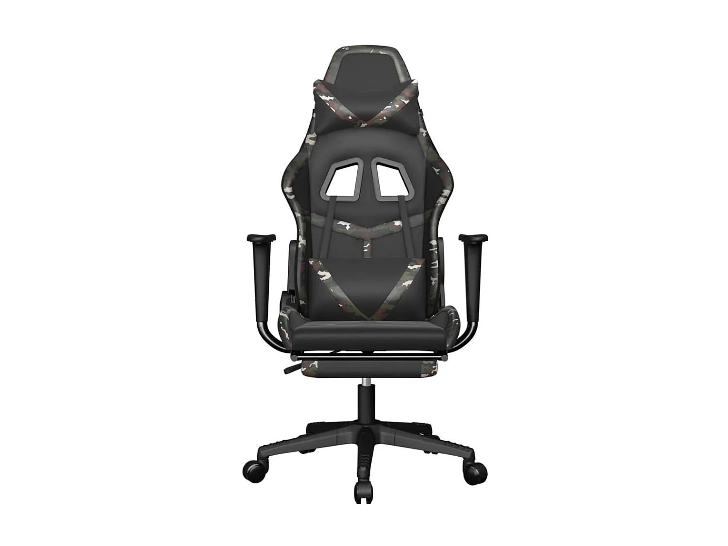 Cadeira gaming massagens apoio pés couro artif preto/camuflagem PT788523