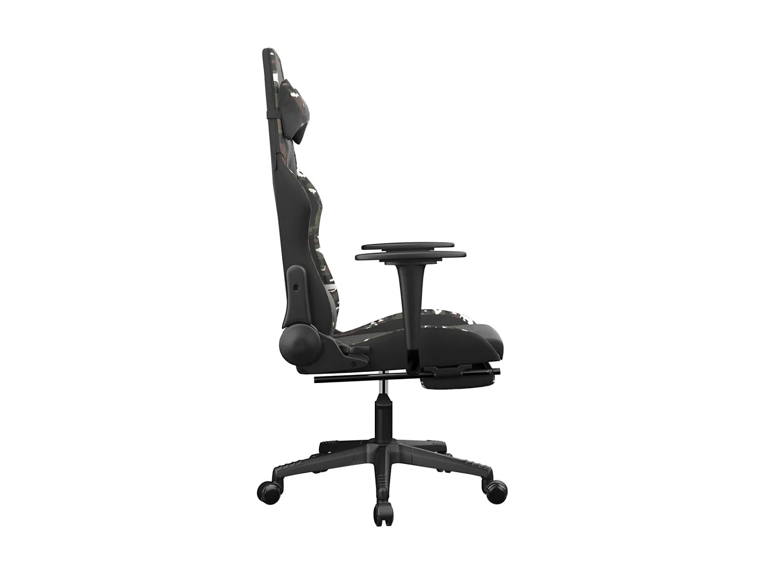 Cadeira gaming massagens apoio pés couro artif preto/camuflagem PT788523
