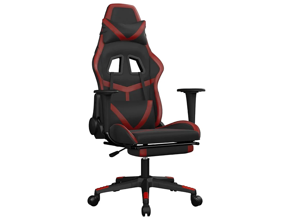 Chaise gaming avec repose-pied Noir/rouge bordeaux Similicuir SEF89222