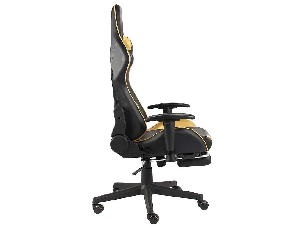 Cadeira de gaming giratória com apoio de pés PVC dourado PT518086
