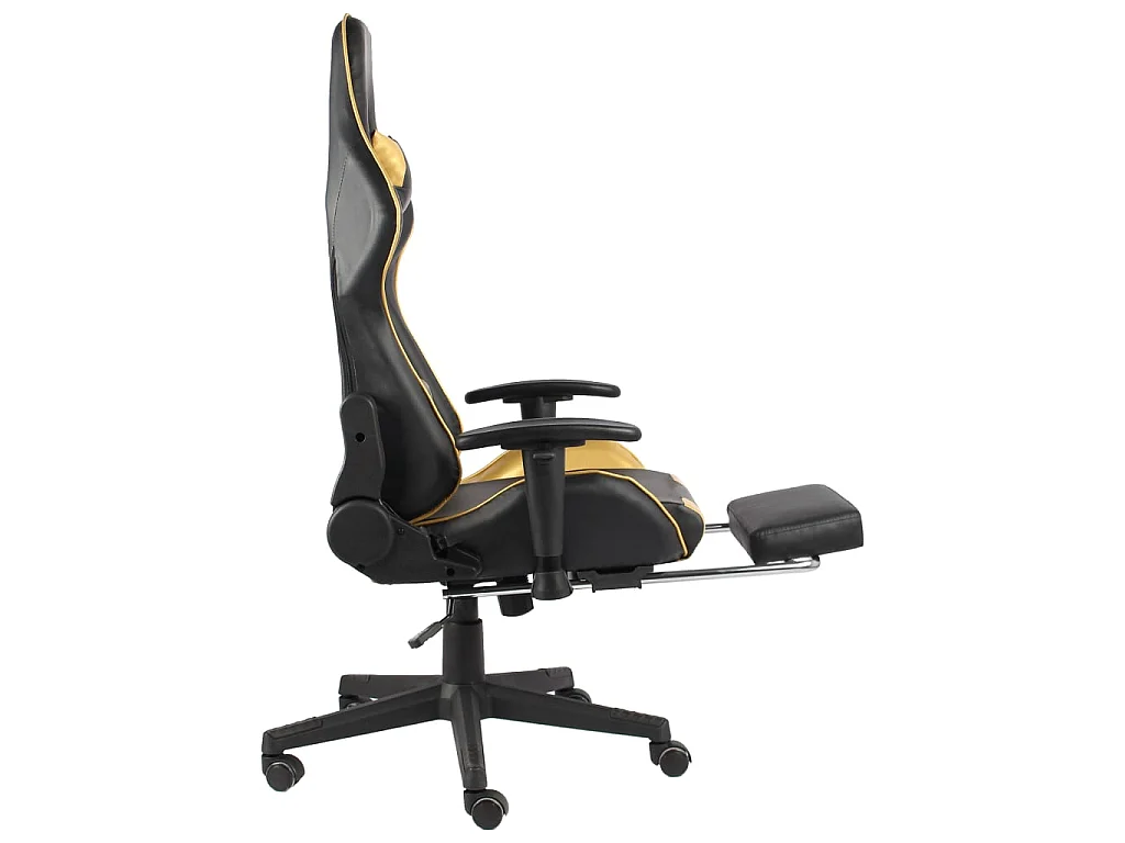 Cadeira de gaming giratória com apoio de pés PVC dourado PT518086