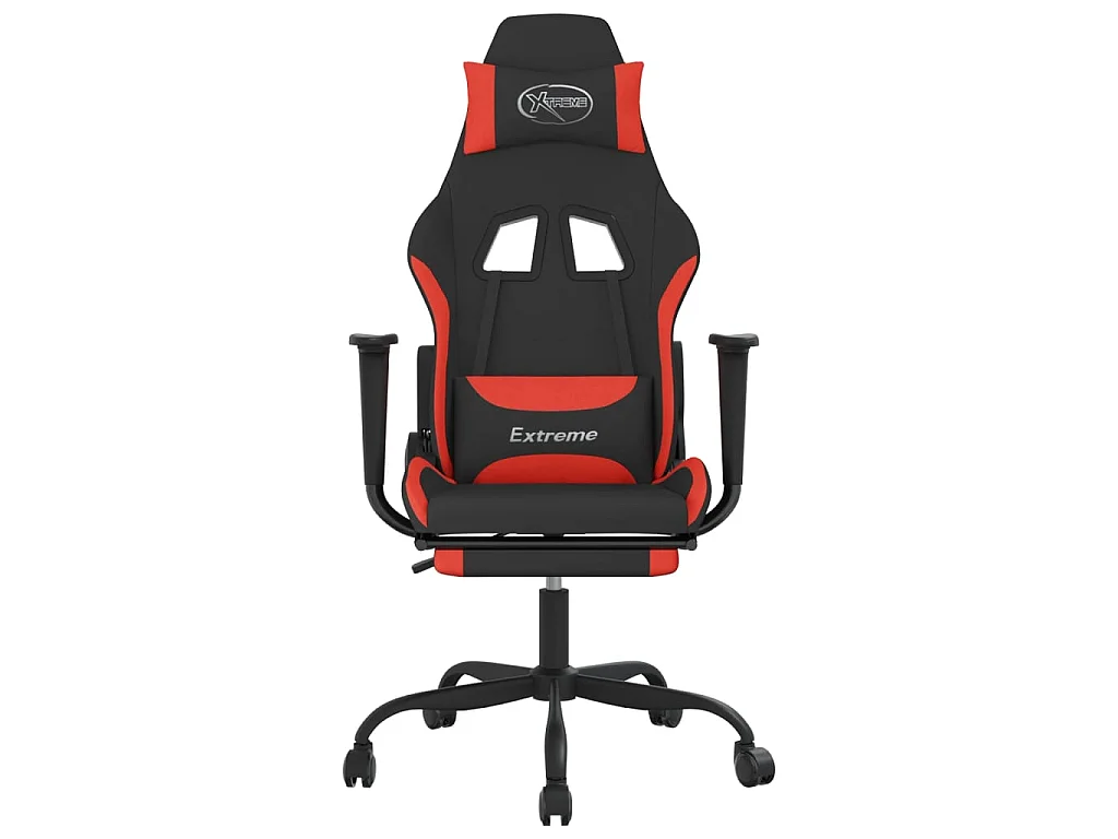 Chaise gaming avec repose-pied Noir et rouge Tissu SEF49507