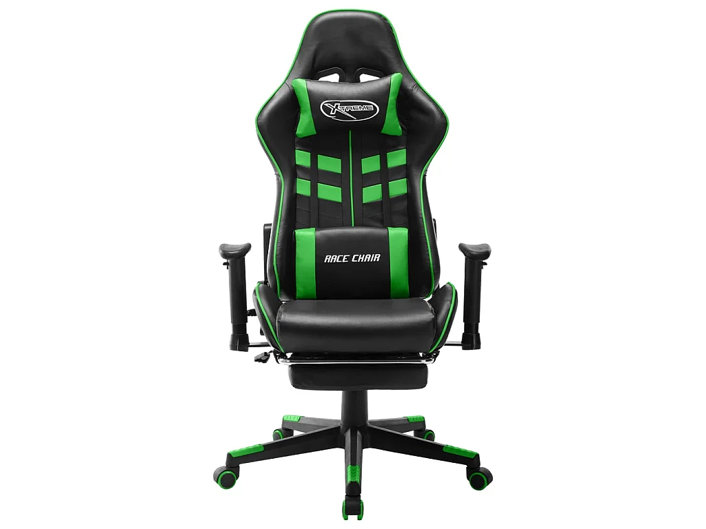 Chaise gaming avec repose-pied Noir et vert Cuir artificiel SEF49195
