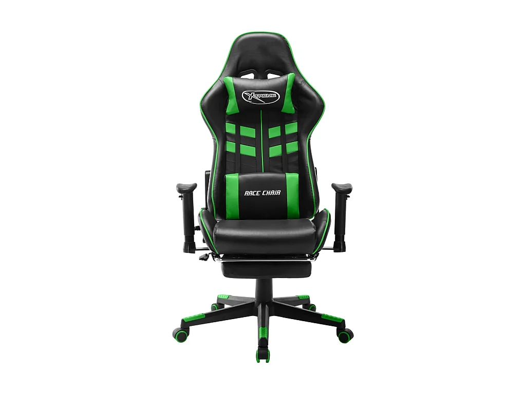 Chaise gaming avec repose-pied Noir et vert Cuir artificiel SEF49195