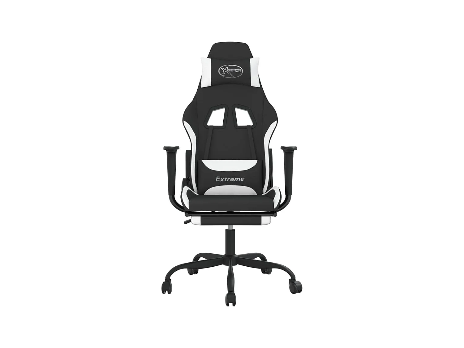 Chaise gaming avec repose-pied Noir et blanc Tissu SEF75781